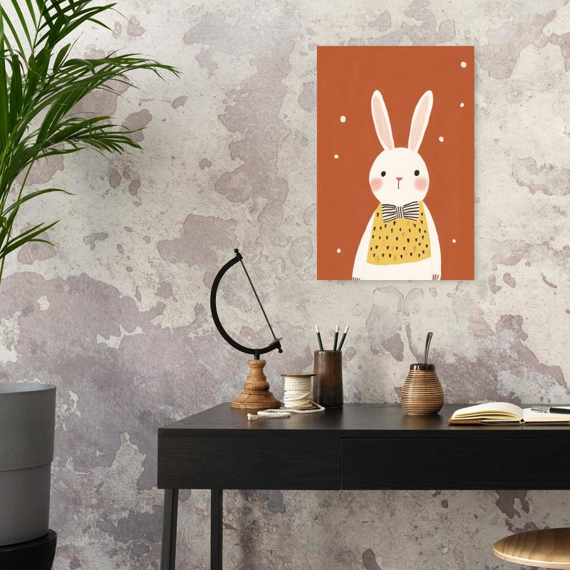 Adorable reproduction d'art mural de lapin mignon et minimaliste, H 24 po x l 16 po