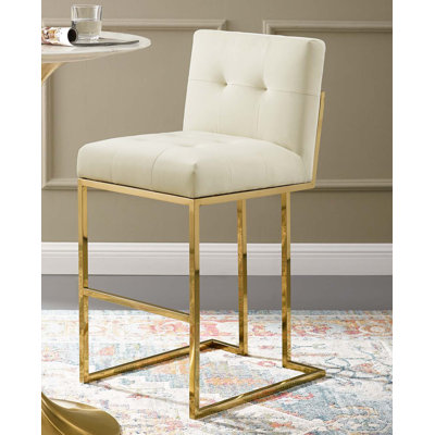 Privy Stainless Steel Performance Velvet Bar Stool by Modway