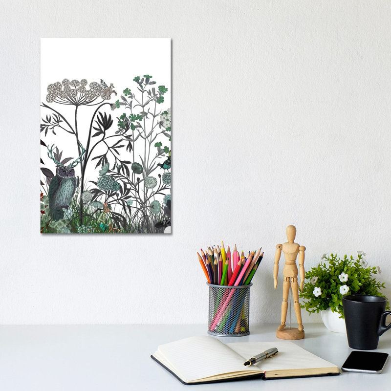 Wildflower Bloom, Owl by Fab Funky - Wrapped Canvas Gallery-Wrapped Canvas Giclée, 20.32 cm H x 30.48 cm W
