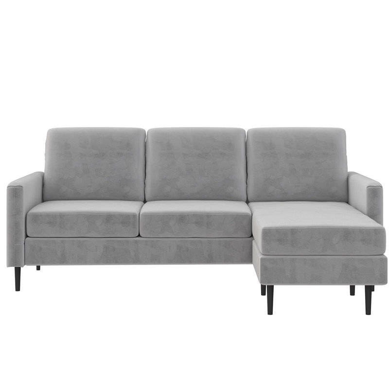 Burrough 3 Seater Velvet Sofa, Light Grey Velvet
