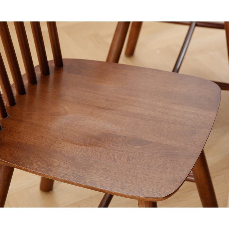 Candance Solid Wood Windsor Back Side Chair, Walnut