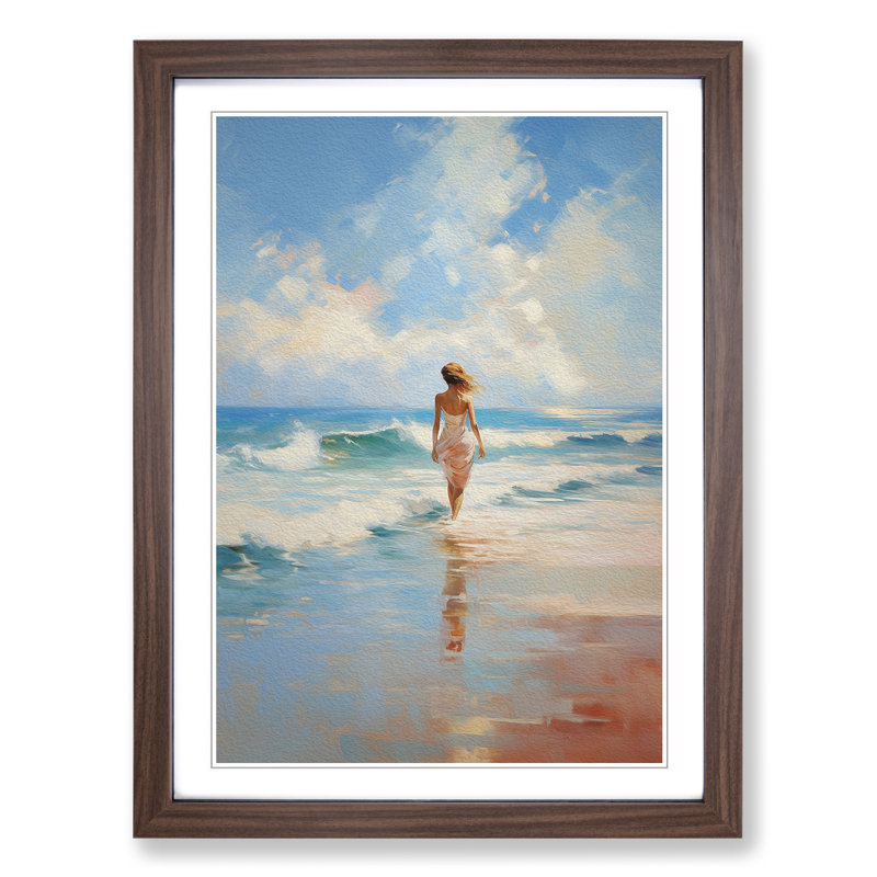 Single Picture Frame Print on Wood, Walnut Framed, 34cm H x 25cm W