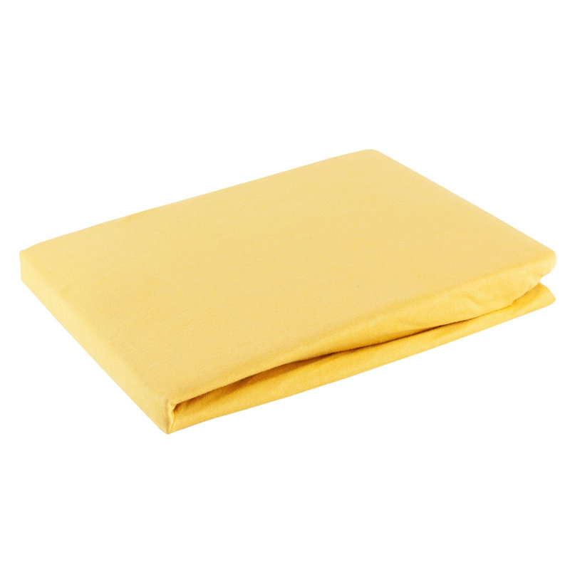 100% Cotton Jersey Fitted Sheet, 120 x 200 cm, Mustard