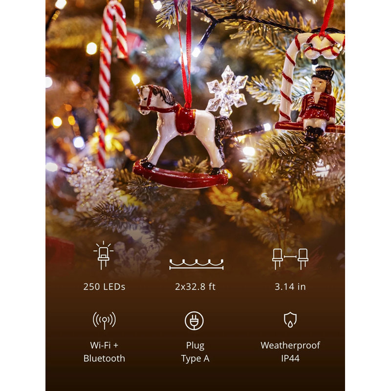 Twinkly Strings 400 White Led, Led Light String For Outdoor And Indoor, Warm To Cool White Christmas Lights, Mappable Leds, Compatible With Alexa, Google Home, Ip44, App Control, Black Wire, 105ft