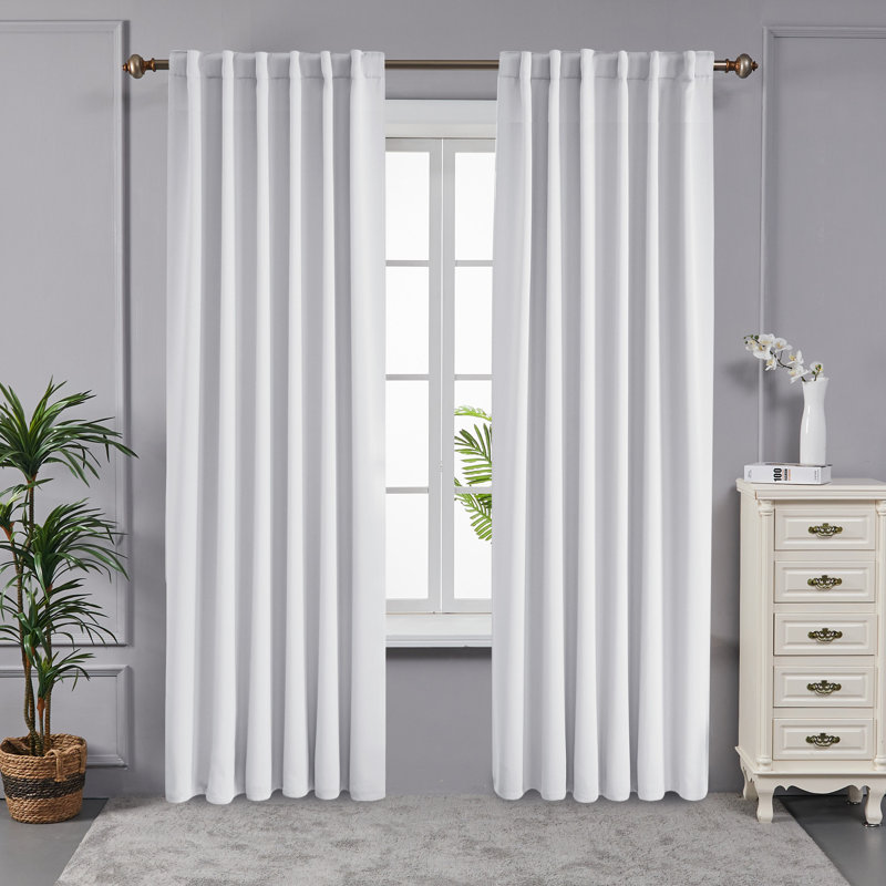 Taburao Back Tab Room Darkening Curtain Pair, 42" W x 72" L, Grayish White