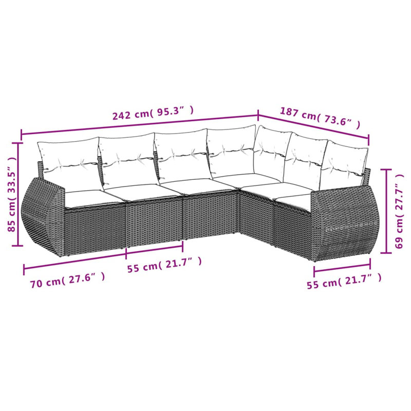 Ensemble de canapé de jardin Vidaxl, Beige, Blanc