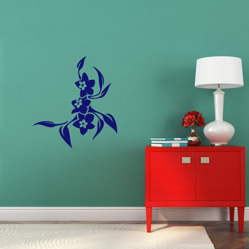 Adhésif décoratif fleurs Galusha, Bleu marine