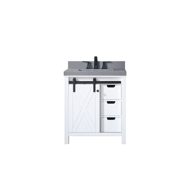 Marsyas 30 in W x 22 in D Single Bath Vanity with Faucet Set, White, Gray Quartz