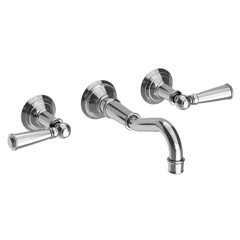 Jacobean Wall Mount Bathroom Faucet, Polished Chrome