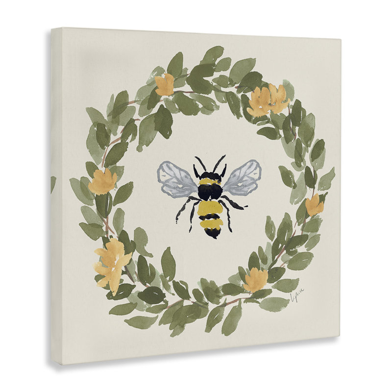 Art mural sur toile Bee Celebration Wreath, design par Lucille Price, H 36 po x l 36 po