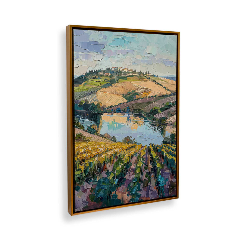 Impression sur toile Tuscan Amore, Cadre flottant doré poli, 12 po x 18 po