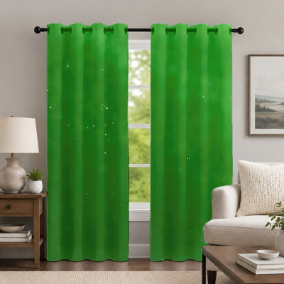 2Pcs Vivid Starry-Pattern Curtains, Minimalist Style Curtain, Modern Bright Solid Color Printed Night Sky Drapes, Window Treatment for Bedroom Living Room Decor