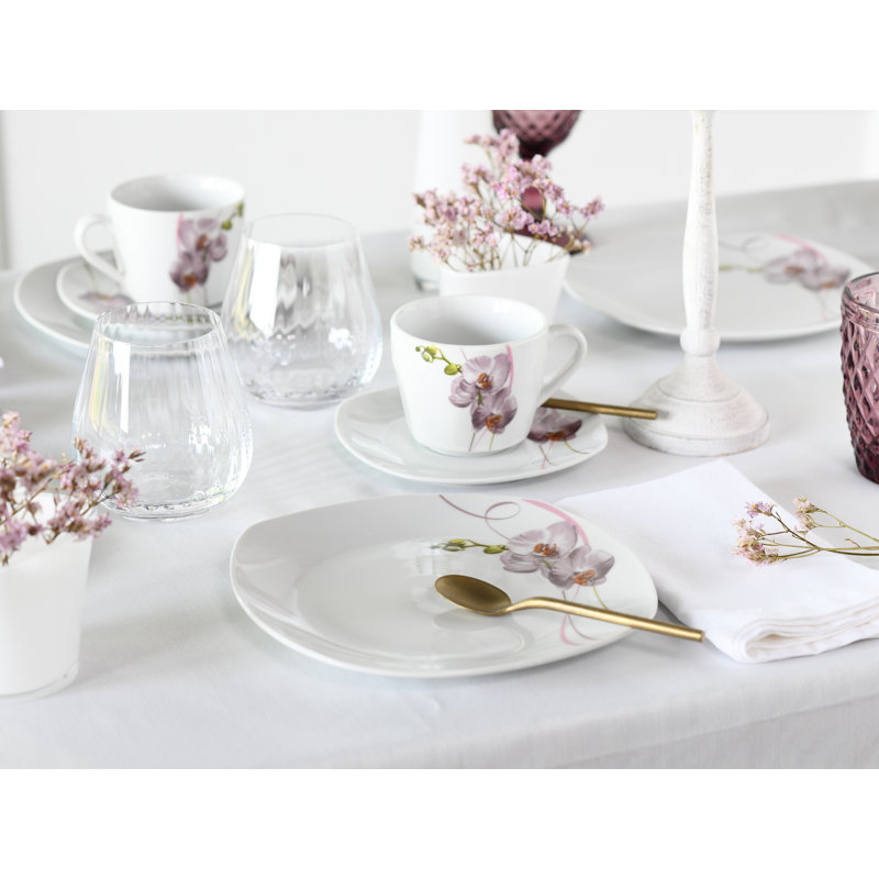 Square 30 Piece Porcelain China Dinnerware Set - Service for 6