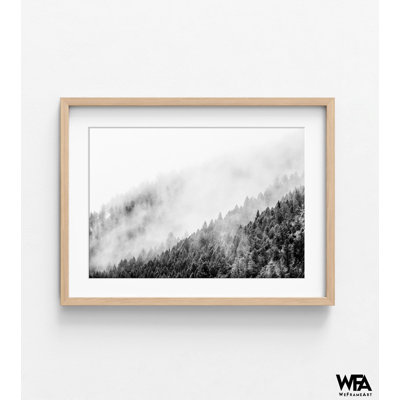 Photographie de forêt noir et blanc du Wyoming, art mural surdimensionné de montagne Wyoming, impressions de photographie d'arbre brumeux, art mural de grande forêt