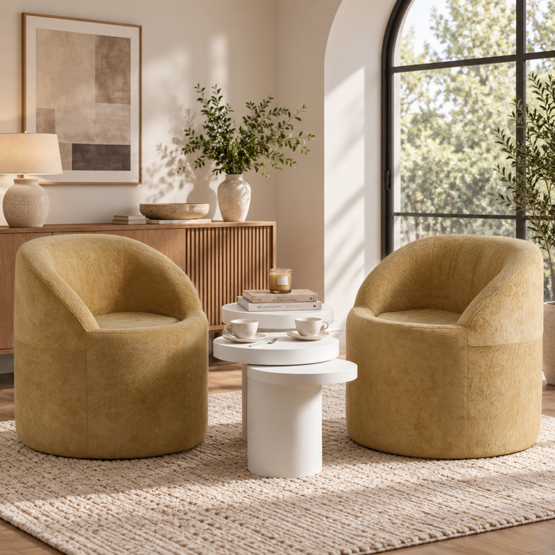 Fauteuils d'appoint cylindriques de 80 cm, canapé une place à compression avec assise surélevée et soutien ergonomique, aucun assemblage requis