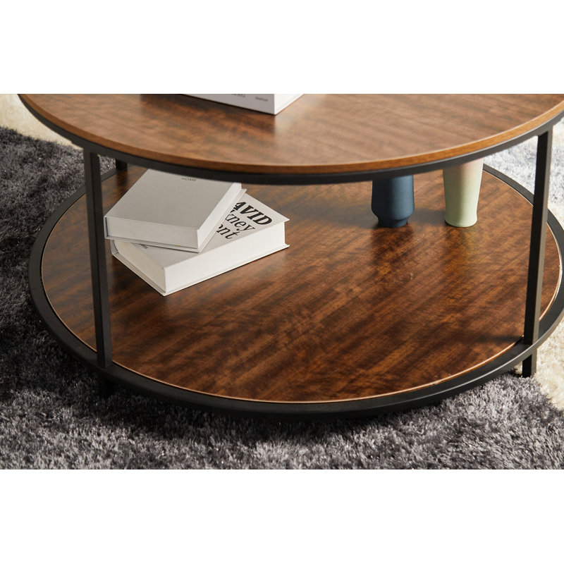 Table basse ronde à deux couches, Black Brown