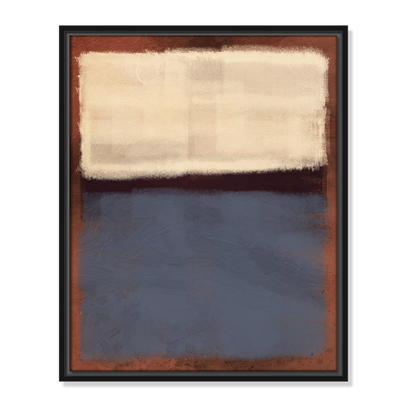 Alabaster Burst - Floater Frame Painting on Canvas, Black Framed, 21.5" H x 17.5" W x 2" D