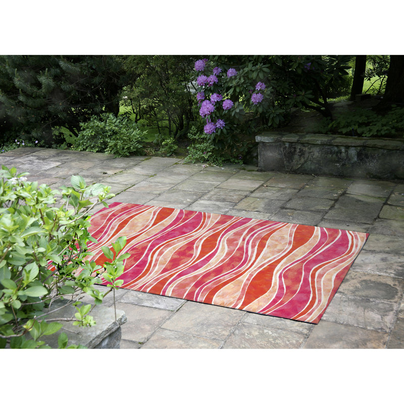 Ebern Designs Bernadine Striped Handmade Red Indoor/Outdoor Area Rug ...
