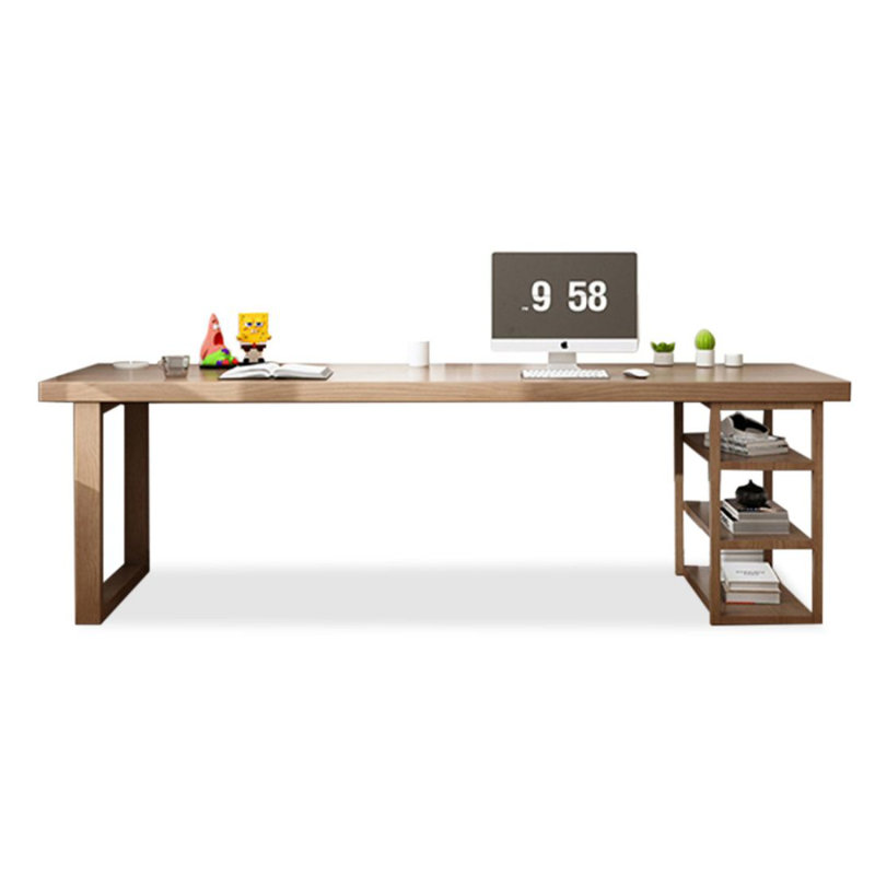 Bureau en bois massif et bibliothèque intégrée, 29.53" H x 78.74" W x 23.62" D