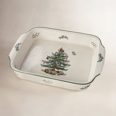 Spode Christmas Tree Rect Hand Dish 15X11"