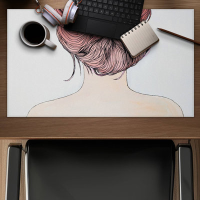 Lady with flowers in her hair - 14.00"x24.25" Desk mat