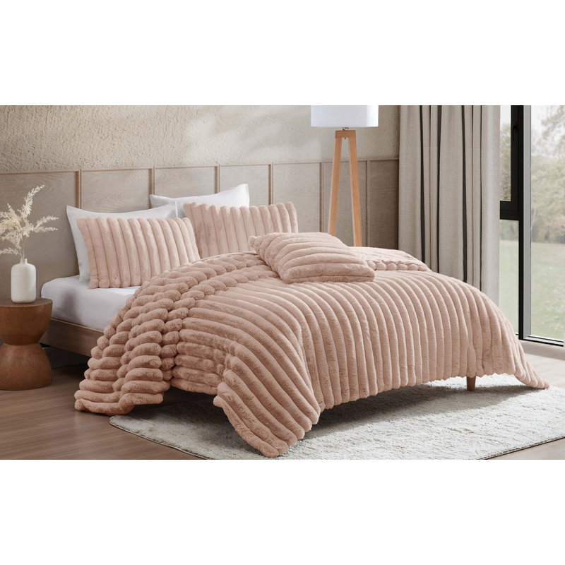 Everett Bedding, Twin XL Comforter + 1 Twin XL Pillowcase, Pink