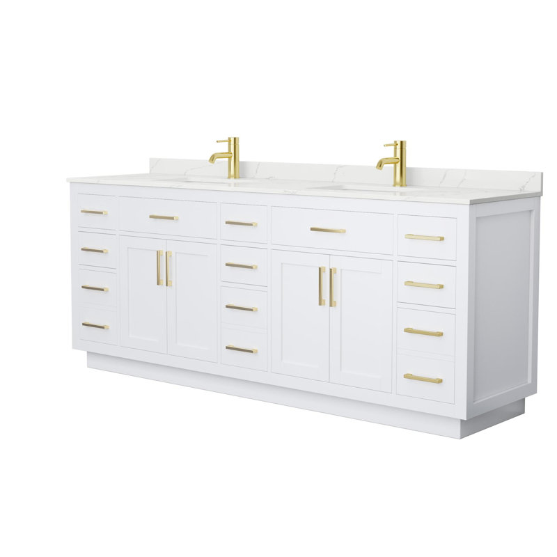 Beckett TK 84'' W Vanity, 8" Center, Brushed Nickel, Giotto Quartz
