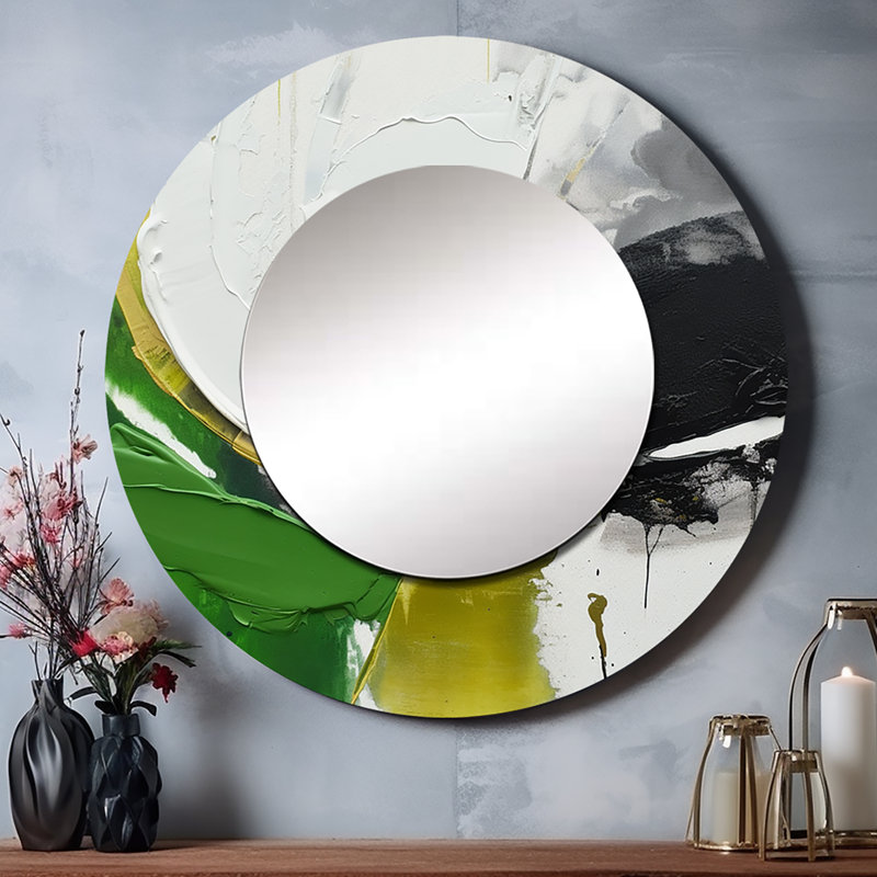 Miroir mural décoratif en marbre vert et noir Purvan II, 29 po x 29 po