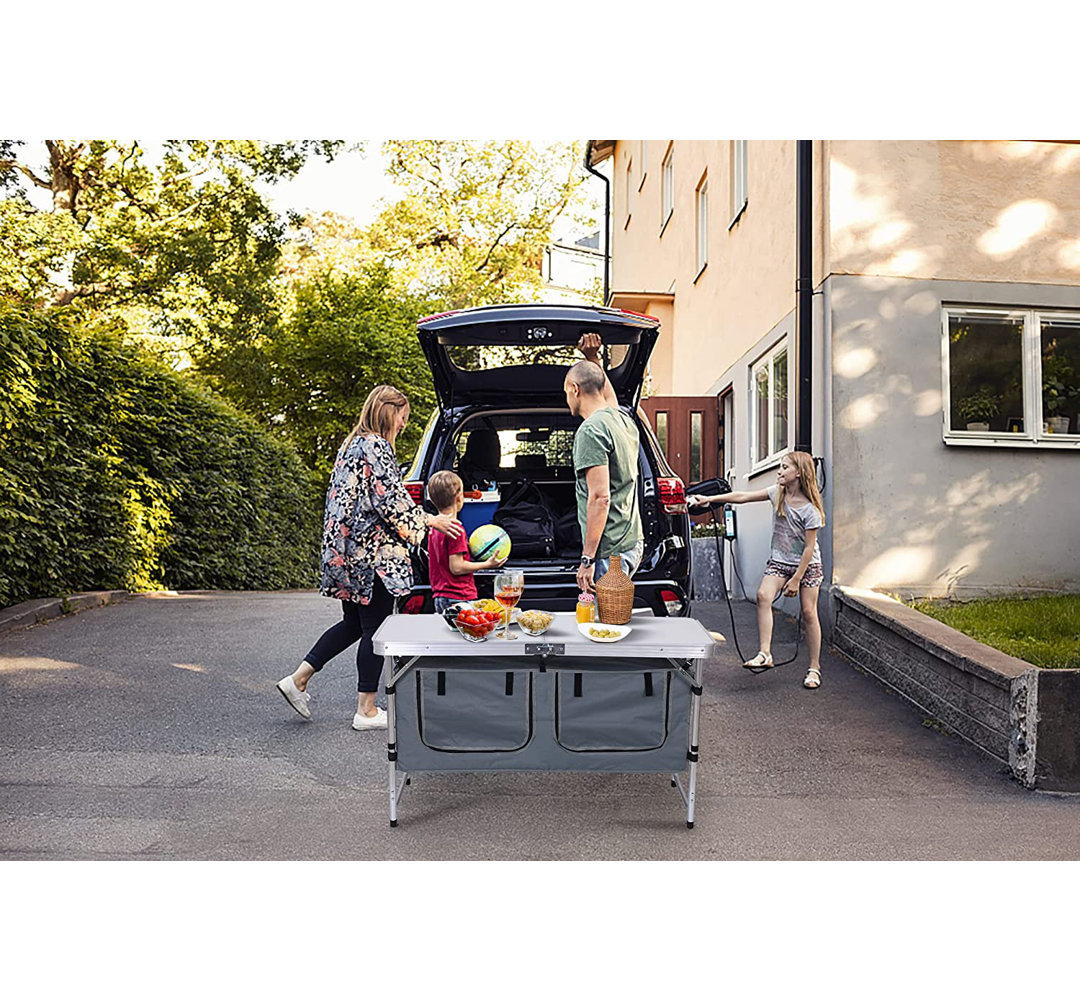 Gwennette Adjustable Height Folding Camping Table, Lightweight Aluminum w/ Storage & Handle for Outdoor & Indoor Use Arlmont & Co.