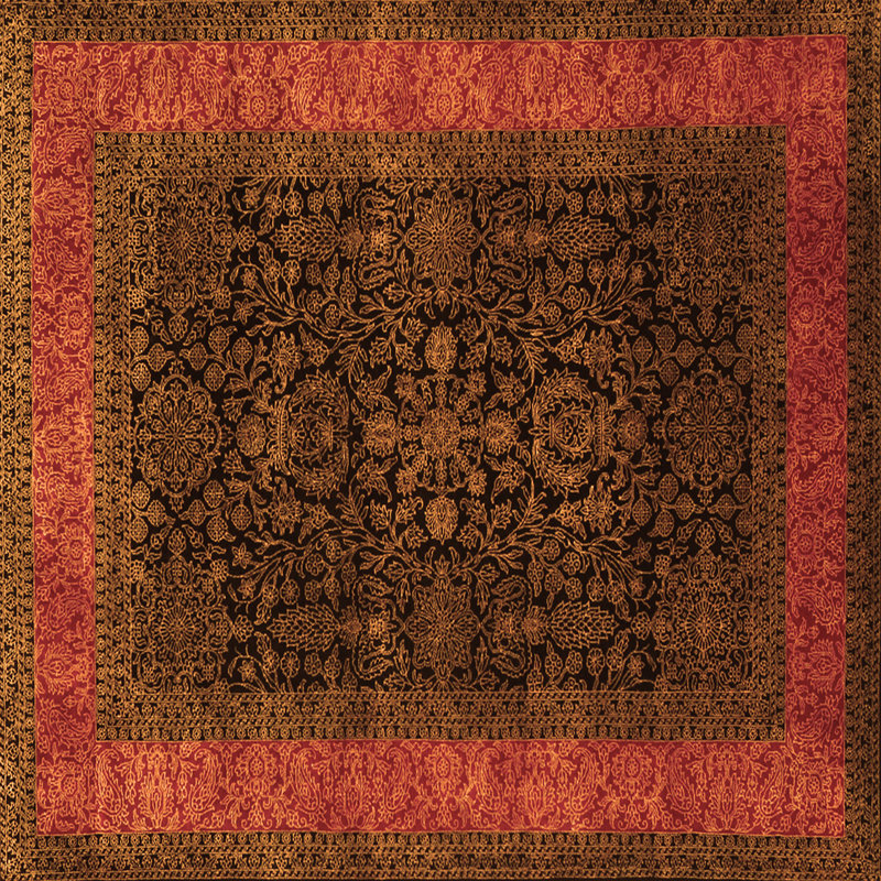 Tapis orange / brun Power Loom, Carré 6 pi