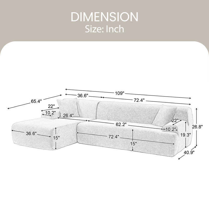 Canapé modulaire rembourré 2 pièces Kayari, Chenille beige / 100% polyester