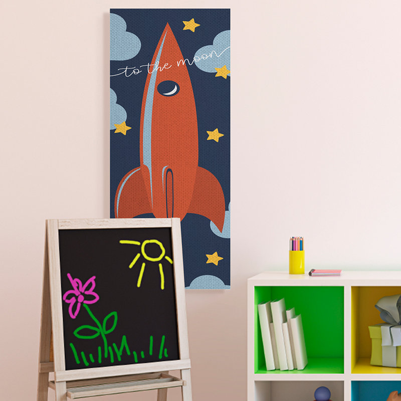 «To The Moon», citation de fusée fantaisiste, Toile tendue, H 48 po x l 20 po x P 1,5 po