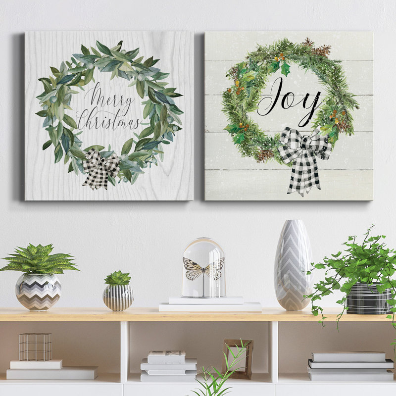 Snowberry Wreath - Ensemble de 2 reproductions d'art sur toiles tendues, H 40 po x l 80 po x P 1 po