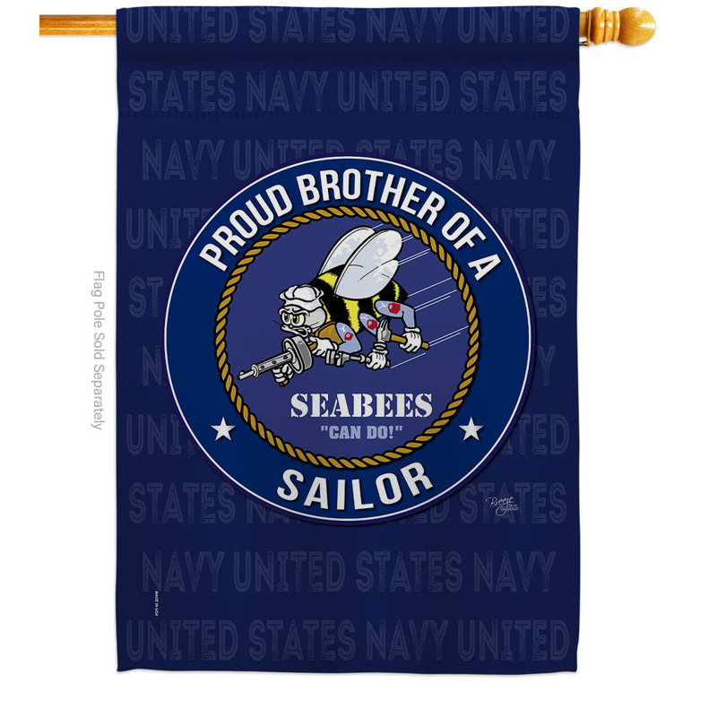 Drapeau de maison 40 po x 28 po Seabees Proud Brother Sailor House