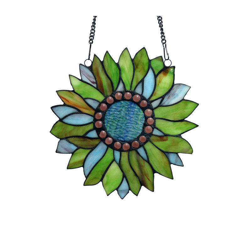 Panneau de vitrail en verre coloré, Vert