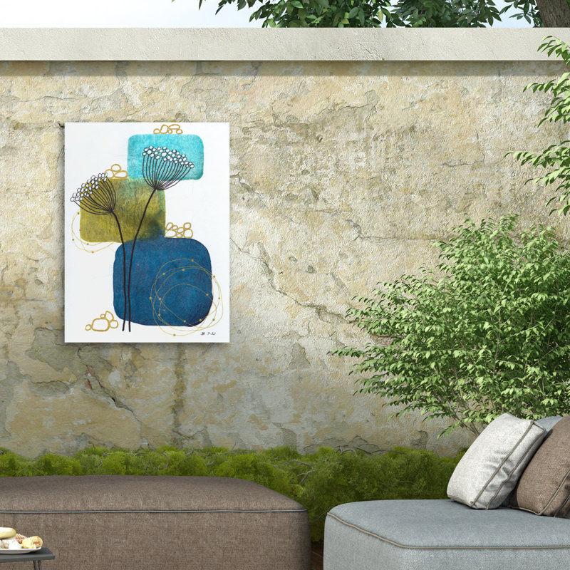 Toile d'extérieur bleu Jocelyn Benford, H 14 po x l 19 po