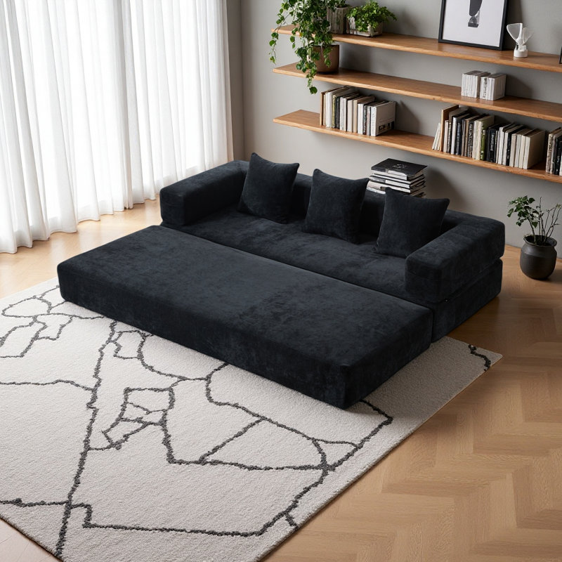 Canapé-lit pliant avec coussins - Fauteuil convertible et matelas de couchage - Canapé-lit en mousse à mémoire de forme pliable pour la vie