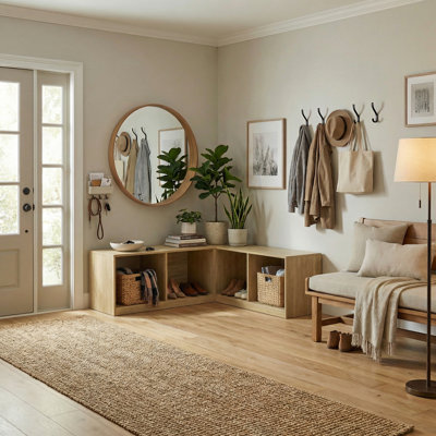 Corner Wooden Bench With Storage Compartments For Shoes And Home Decor