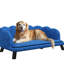 Lit pour chien en velours pour canines moyennes et grandes, bleu foncé avec coussin lavable, lit élégant en mousse, grands chiens, confortable
