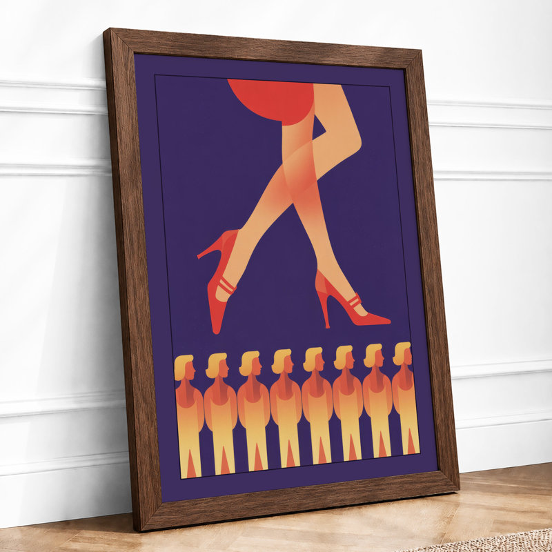 Dancing Legs and Torsos Retro 1 Piece Single Picture Frame Wall Art, A3 - 42.0 x 29.7 cm, Walnut