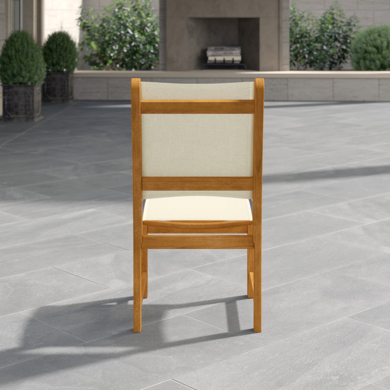 St. Tropez Teak Patio Dining Side Chair, Sand