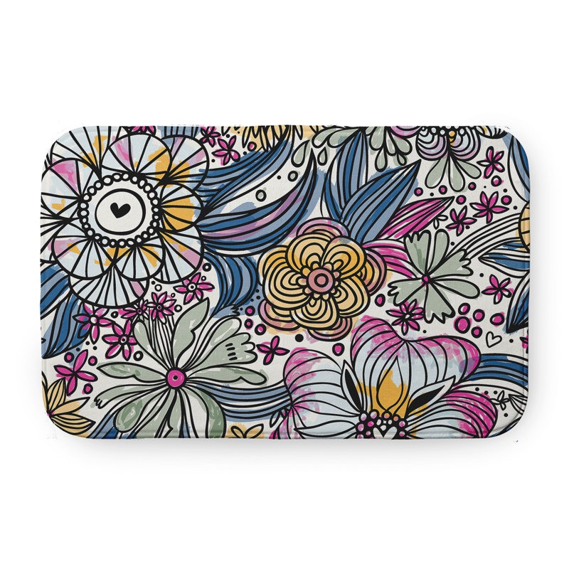 Tapis de bain Flora and Fauna, L 17 po x L 24 po, Rose