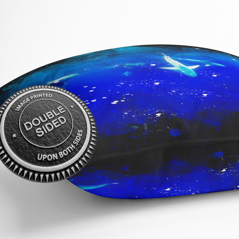 Oahu Sharks Paint Splash Cushion with Filling, 40cm H x 40cm W x 15cm D