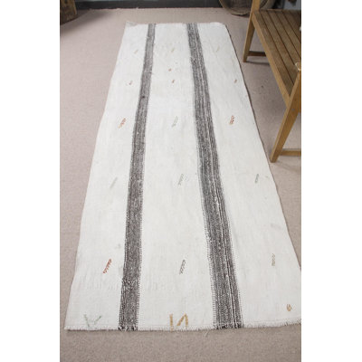 Vintage Turkish Kilim Runner Rug in Striped Anatolian Design Perfect for Hallways