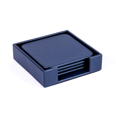Comiskey Vinyl Square 4 Piece Coaster Set With Holder