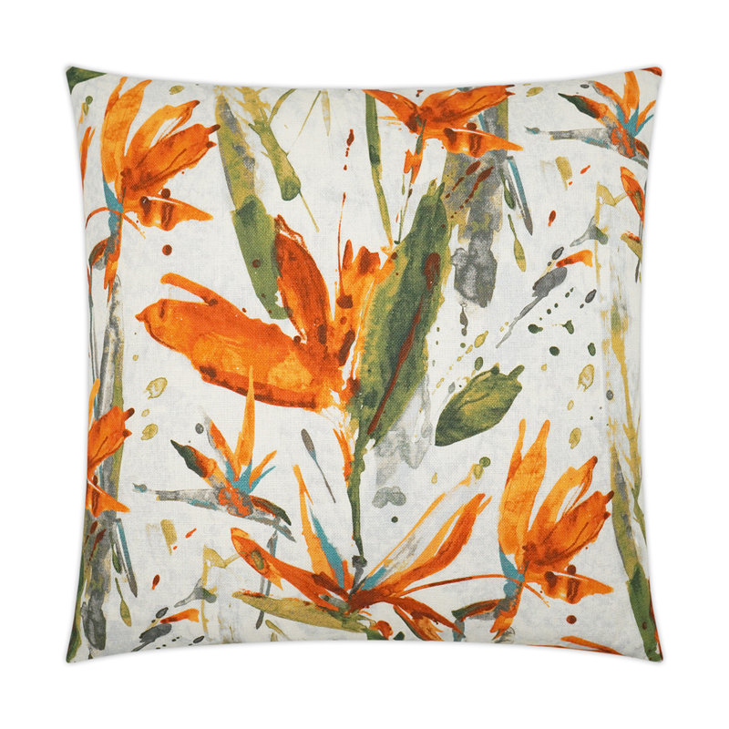 Marlot Floral Throw Pillow, Mango, Square 22"