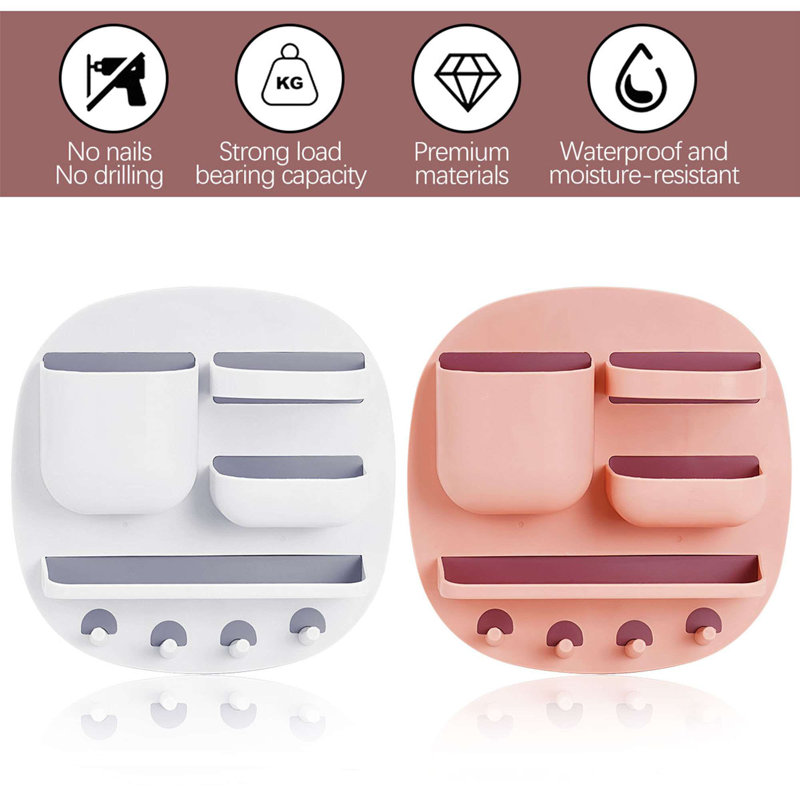 Organisateur flottant pour tablettes de chevet - Support mural autocollant, Blanc