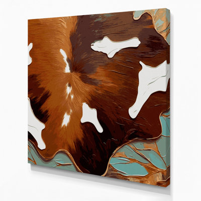 «Southwestern Patterns» en cuir de vache, art mural brun sur toile