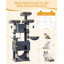 Cat Tree for Indoor Cats, 176cm Large Cat Tower, Multi-layer Scratching Post with 3 Platforms, 2 Caves, 7 Sisal Posts, Hammock, Pompoms, Heavy-Duty for Multi-Cat Homes-161839091