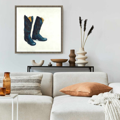 Leather Cowboy Boots Canvas | Western Shoes Bedroom Decor